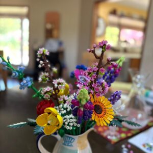 Bedazzled Lego Flower Bouquet — Hand-Embellished Art Piece