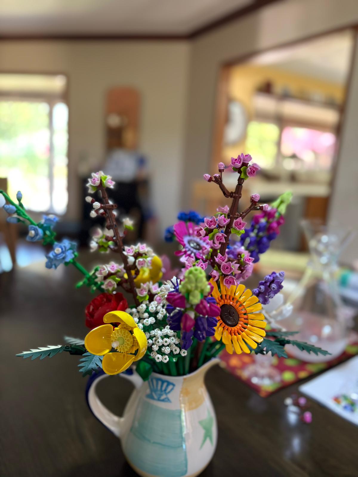 Bedazzled Lego Flower Bouquet — Hand-Embellished Art Piece